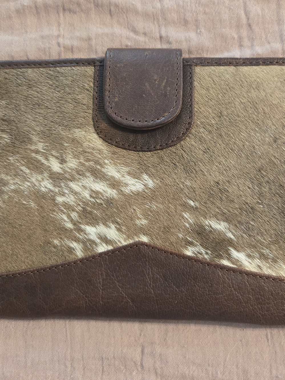 Brown Hair-On Hide and Leather Women's Wallet Clutch